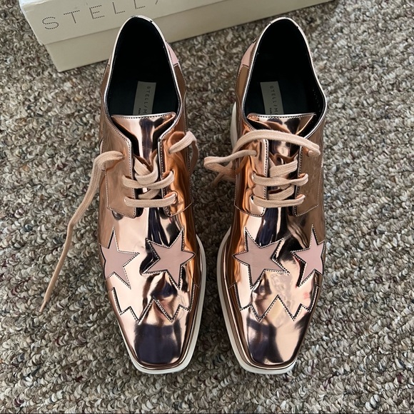 Stella McCartney Metallic Elyse Stars Derbys (Pink Rose Gold) - Picture 4 of 12